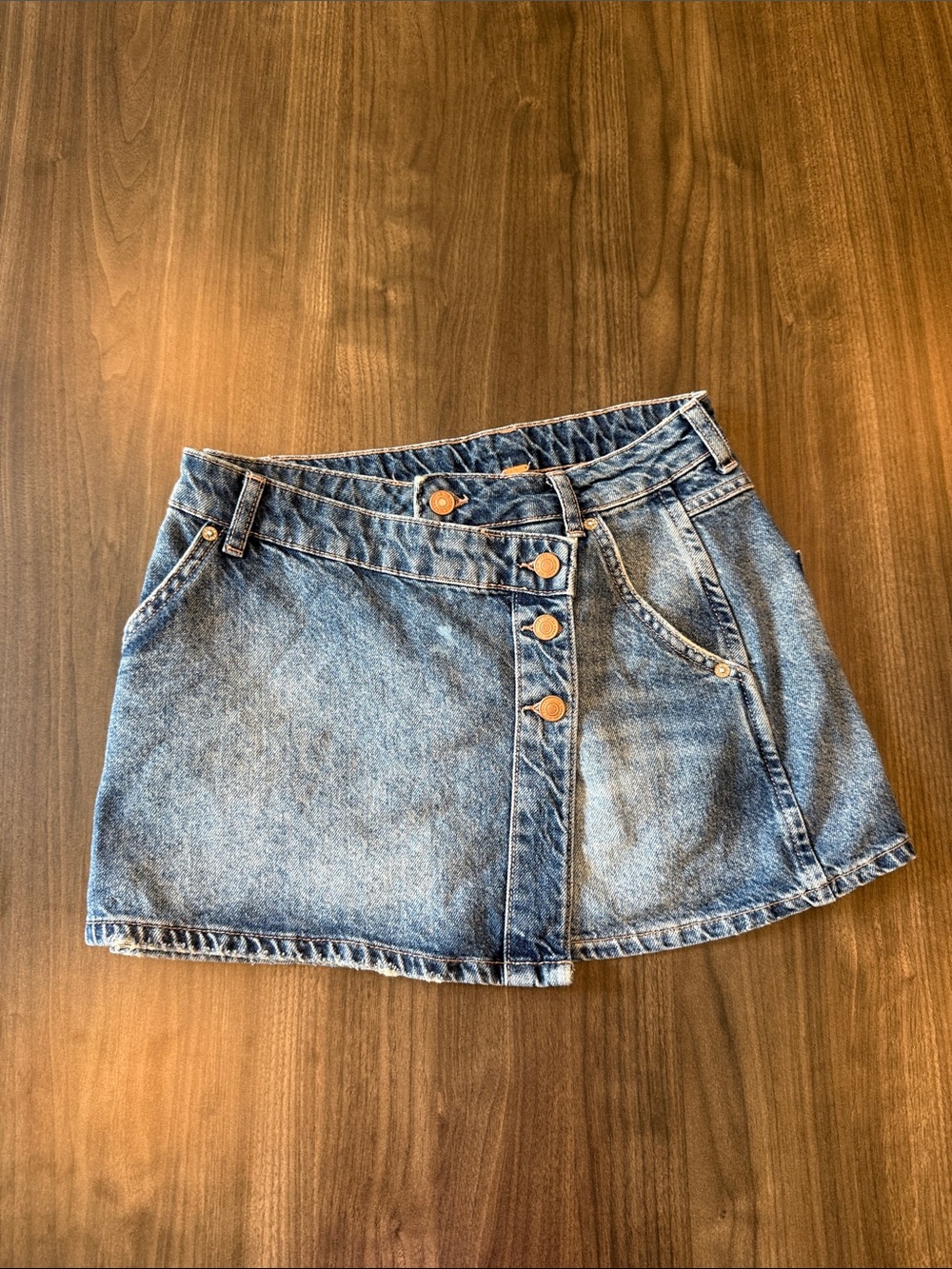 Free People Denim Mini Skirt Button Front Blue Size 25